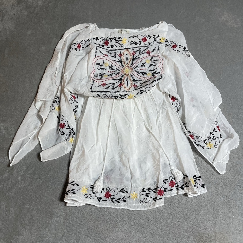 Umgee White Mini Dress with Embroidered Floral Design